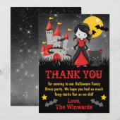 Cute Vampire Girl en Castle Halloween Bedankkaart (Voorkant / Achterkant)
