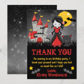 Cute Vampire Girl en Castle Halloween Birthday Bedankkaart (Voorkant / Achterkant)