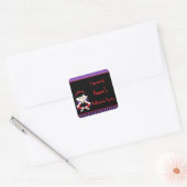 Cute Vampire Girl Halloween 'I Survived' Vierkante Sticker (Envelop)