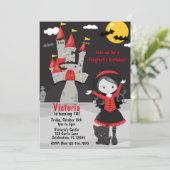 Cute Vampire Girl Halloween Kinder Spooky Kaart (Staand voorkant)