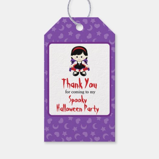Cute Vampire Girl Halloween Party Cadeaulabel (Voorkant)