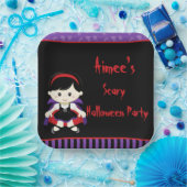 Cute Vampire Girl Halloween Party Papieren Bordje (Feest)