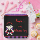 Cute Vampire Girl Halloween Party Papieren Bordje (Feest)
