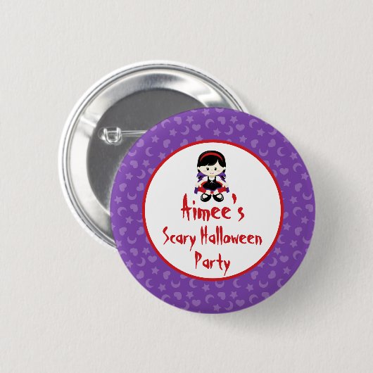 Cute Vampire Girl Halloween Party Ronde Button 5,7 Cm (Voorkant /achterkant)