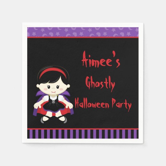 Cute Vampire Girl Halloween Party Servet (Voorkant)