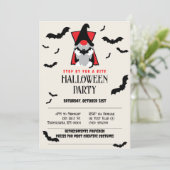 Cute Vampire Gnome Halloween Invitation Kaart (Staand voorkant)
