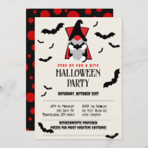 Cute Vampire Gnome Halloween Invitation