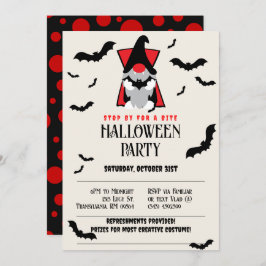 Cute Vampire Gnome Halloween Invitation Kaart