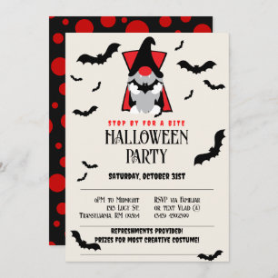 Cute Vampire Gnome Halloween Invitation Kaart