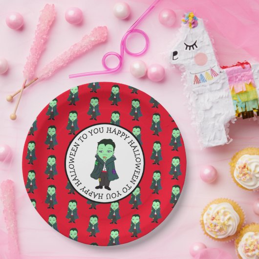 Cute Vampire Halloween Party Papieren Bordje (Feest)