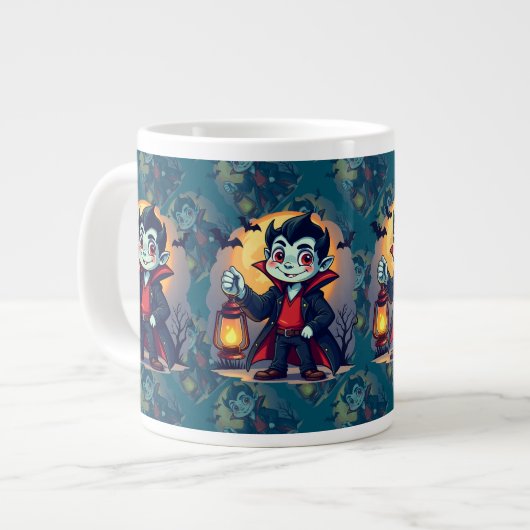 Cute Vampire with Lantern Kawaii Halloween Grote Koffiekop (Links)