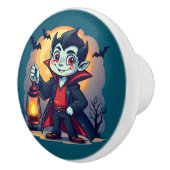 Cute Vampire with Lantern Kawaii Halloween Keramische Knop (Rechts)