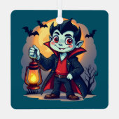 Cute Vampire with Lantern Kawaii Halloween Metalen Ornament (Achterkant)
