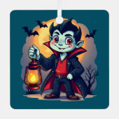 Cute Vampire with Lantern Kawaii Halloween Metalen Ornament (Voorkant)