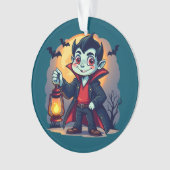 Cute Vampire with Lantern Kawaii Halloween Ornament (voorkant)