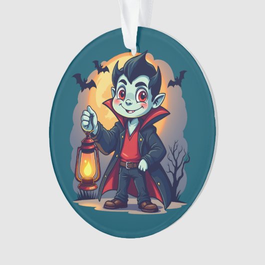 Cute Vampire with Lantern Kawaii Halloween Ornament (voorkant)