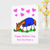 Cute van het paard in een deken Moederdag kaart (Gele Bloem)