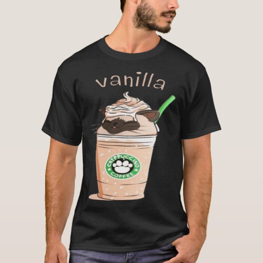 Cute Vanilla Brown Cat Animals Pet Catpuccino Coff T-shirt (Voorkant)