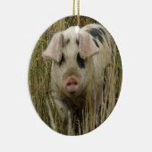 Cute Varken Aangepaste Verjaardag Keramisch Ornament (Rechts)
