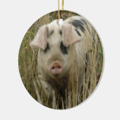 Cute Varken Aangepaste Verjaardag Keramisch Ornament (Links)