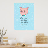 Cute Varken Cartoon & Overvloed Citaat Poster (Keuken)