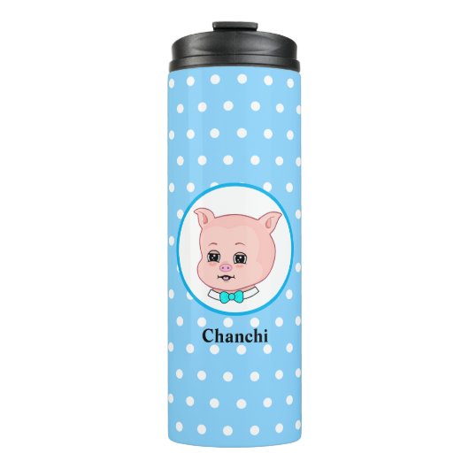 Cute Varken Cartoon Thermosbeker (Voorkant)