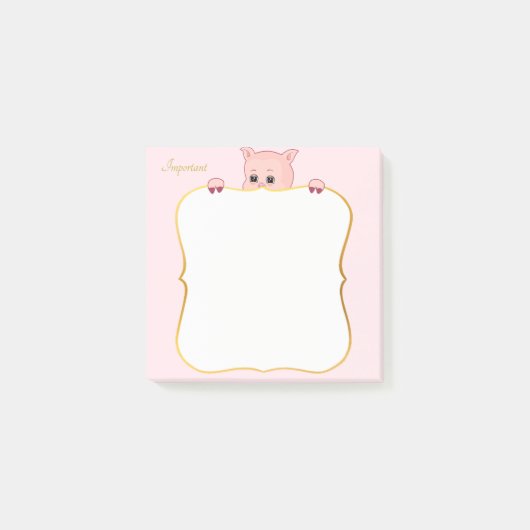 Cute Varken en Gepersonaliseerde Tekst Post-it® Notes (Voorkant)