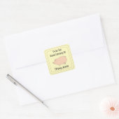 Cute Varken Gepersonaliseerd Ex Libris Vierkante Sticker (Envelop)