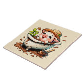 Cute varken in een modderbad badkamer tegeltje (Zijkant)
