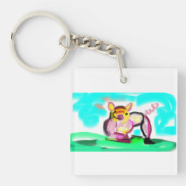 Cute varken kunst  sleutelhanger