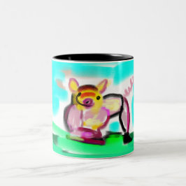 Cute varken kunst  tweekleurige koffiemok