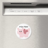 Cute varken met een roze lint magneet (Insitu (Vaatwasser))