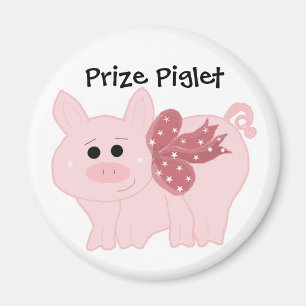 Cute varken met een roze lint magneet