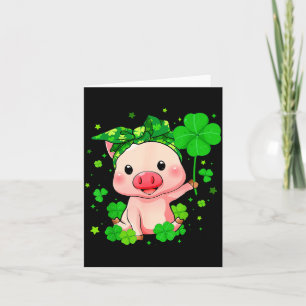 Cute Varken met Klaver St. Patricks Dag Kinderen Kaart