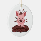 Cute varken spelen in modder keramisch ornament (Rechts)