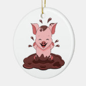 Cute varken spelen in modder keramisch ornament (Links)