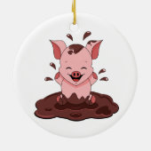 Cute varken spelen in modder keramisch ornament (Achterkant)