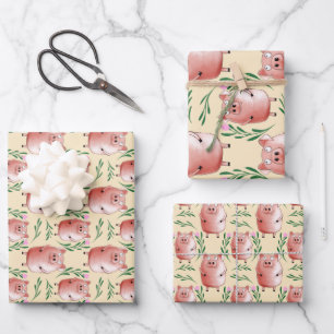 Cute Varkens Cadeaublaadjes Boerderijdier Verjaard Inpakpapier Vel