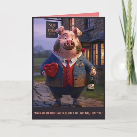 Cute Varkens Valentijnskaart Kaart (Voorkant)
