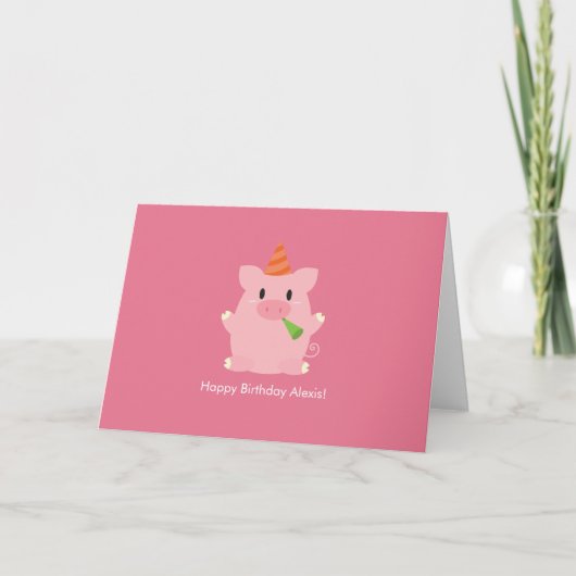 Cute Varkens Verjaardag Bedankkaart (Voorkant)