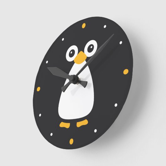 Cute Vector Penguin Ronde Klok (Hoek)