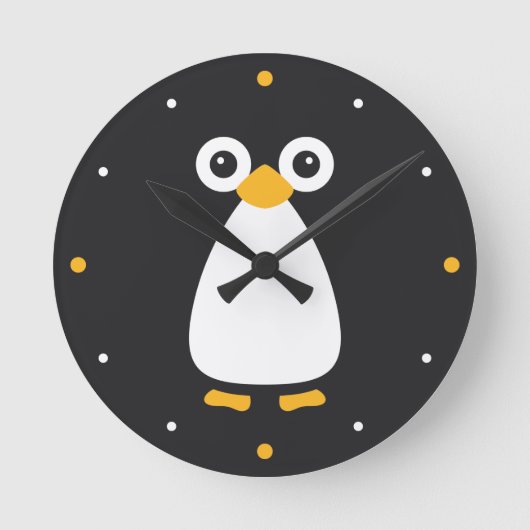 Cute Vector Penguin Ronde Klok (Voorkant)