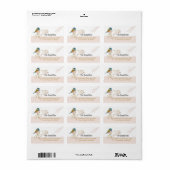 Cute Vector Pink Gold Chickadee Bird Hearts Etiket (Full Sheet)