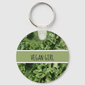 Cute Vegan Girl Green Kale Sleutelhanger (Voorkant)