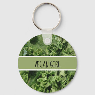 Cute Vegan Girl Green Kale Sleutelhanger