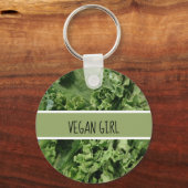 Cute Vegan Girl Green Kale Sleutelhanger (Voorkant)