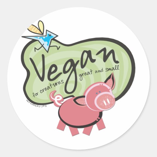 Cute Vegan Message swg Ronde Sticker (Voorkant)