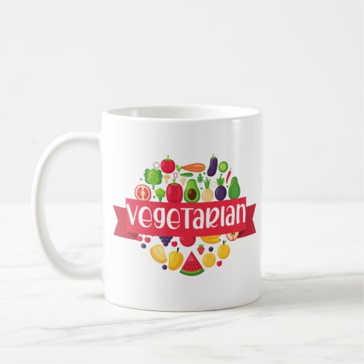 Cute Vegan Vegetarian Funny Coffee Mok (Links)