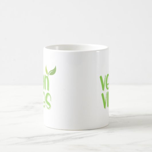 Cute Vegan Vibes Funny Quote Coffee Mok (Center)