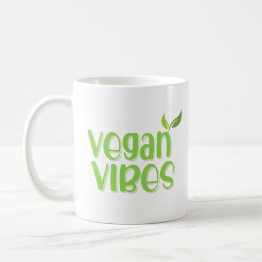 Cute Vegan Vibes Funny Quote Coffee Mok (Links)